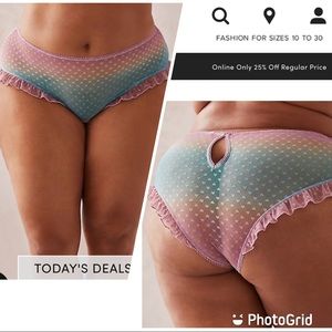 Torrid pink ombré ❤️ mesh ruffle cheeky panty NWT